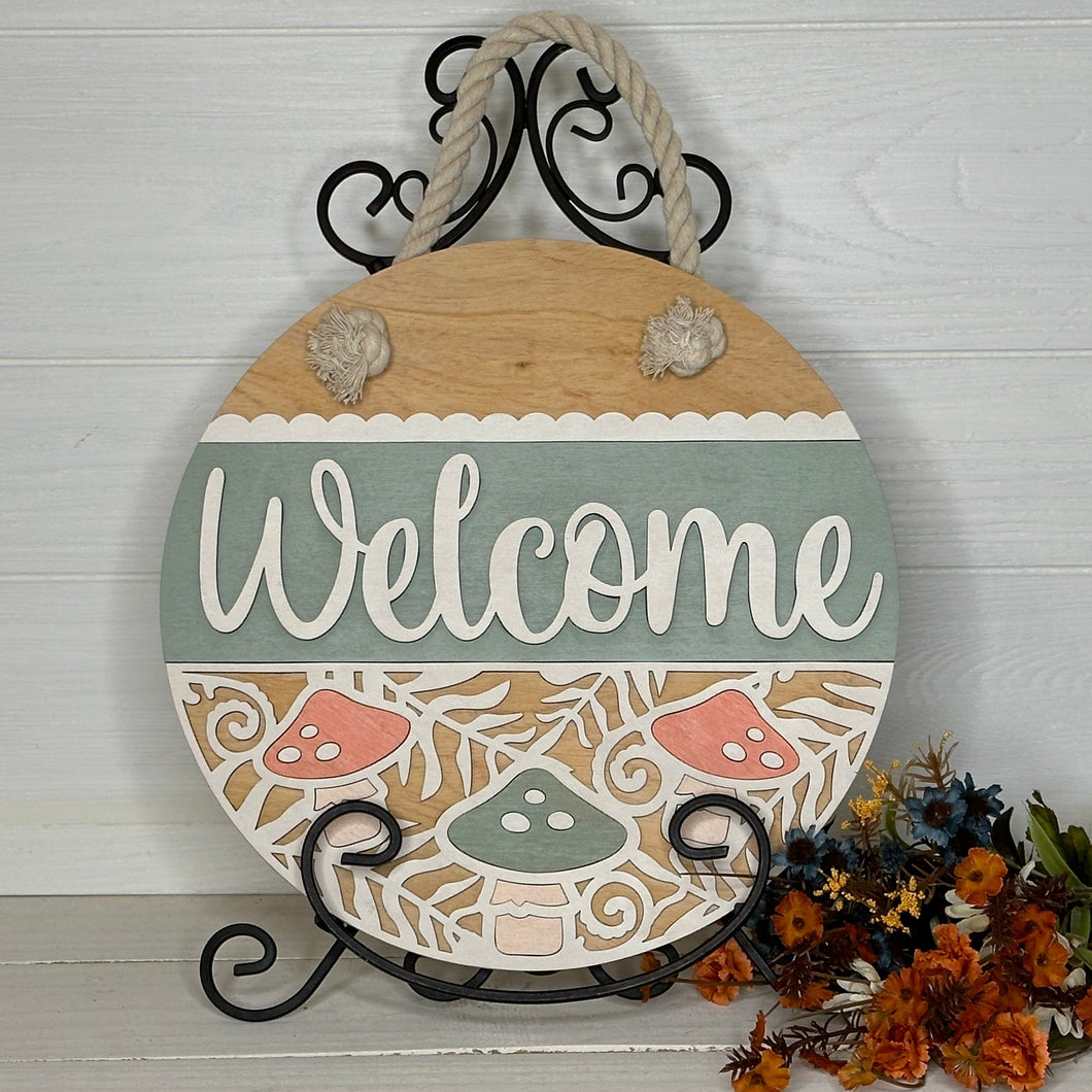 Welcome - Mushroom 3D Door Hanger