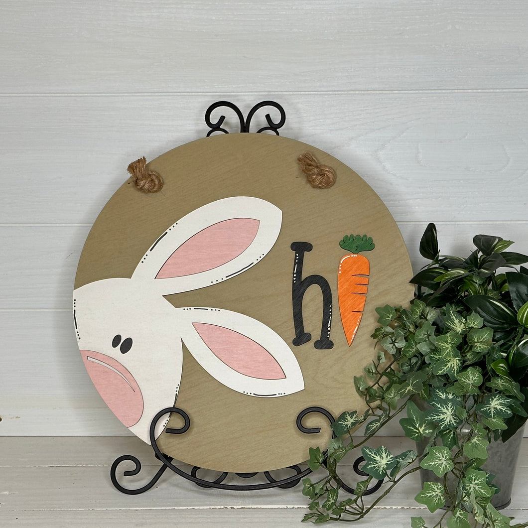 Hi - Peeking Bunny - 3D Door Hanger