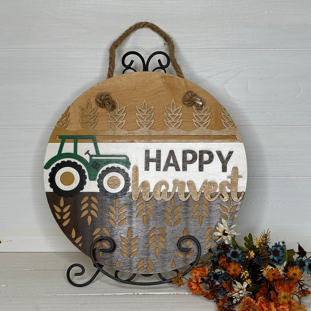 Happy Harvest - Green Tractor 3D Door Hanger