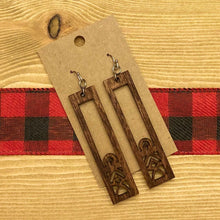 Load image into Gallery viewer, Rectangle Window Design Wood Earrings
