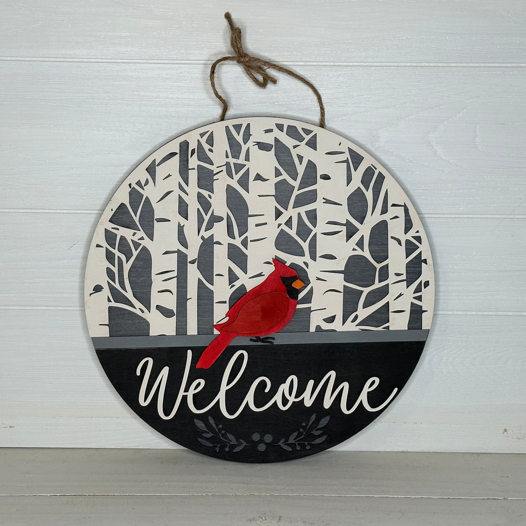 Birch Tree Cardinal 3D Door Hangers