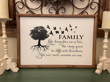 Load image into Gallery viewer, Farmhouse decor/farmhouse sign/wood sign/wall decor/wall sign/home decor/Family/branches/roots/tree/grow/Dining room/living room/home
