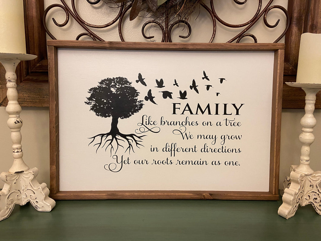 Farmhouse decor/farmhouse sign/wood sign/wall decor/wall sign/home decor/Family/branches/roots/tree/grow/Dining room/living room/home